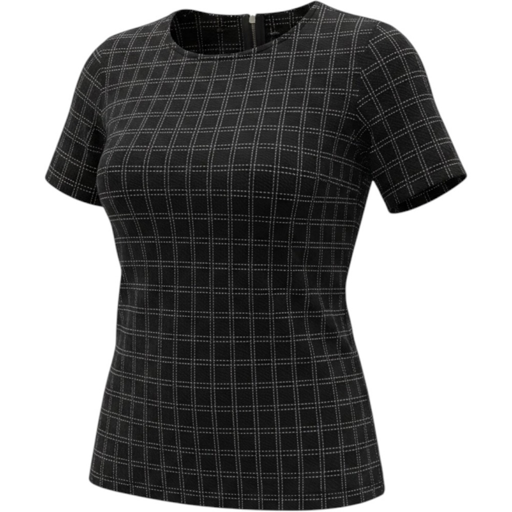 Anthropologie Postmark Keisha Grid Top Small Black White Windowpane Textured Tee - Picture 2 of 6